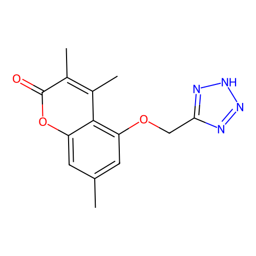 3,4,7-trimethyl-5-(1H-tetrazol-5-ylmethoxy)-2H-chromen-2-one structure