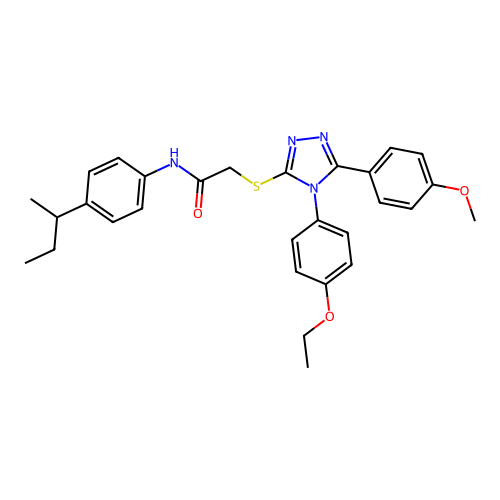 N-[4-(butan-2-yl)phenyl]-2-{[4-(4-ethoxyphenyl)-5-(4-methoxyphenyl)-4H-1,2,4-triazol-3-yl]sulfanyl}acetamide structure