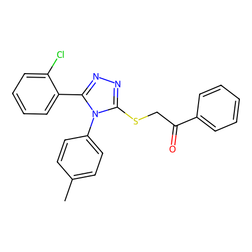 2-((5-(2-chlorophenyl)-4-(p-tolyl)-4H-1,2,4-triazol-3-yl)thio)-1-phenylethanone structure
