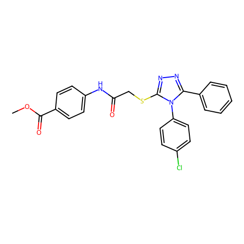 Methyl 4-[[2-[[4-(4-chlorophenyl)-5-phenyl-1,2,4-triazol-3-yl]sulfanyl]acetyl]amino]benzoate structure