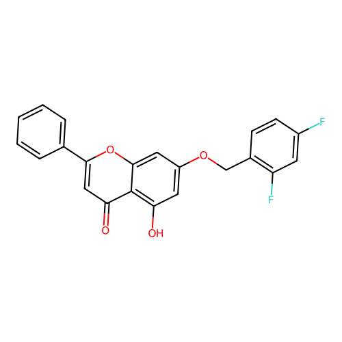 7-[(2,4-difluorobenzyl)oxy]-5-hydroxy-2-phenyl-4H-chromen-4-one structure