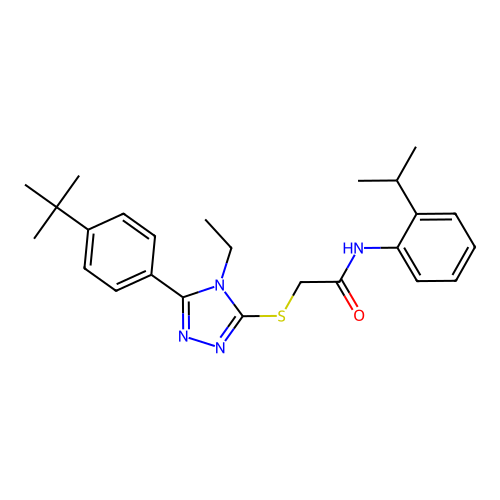 2-{[5-(4-tert-butylphenyl)-4-ethyl-4H-1,2,4-triazol-3-yl]sulfanyl}-N-[2-(propan-2-yl)phenyl]acetamide structure