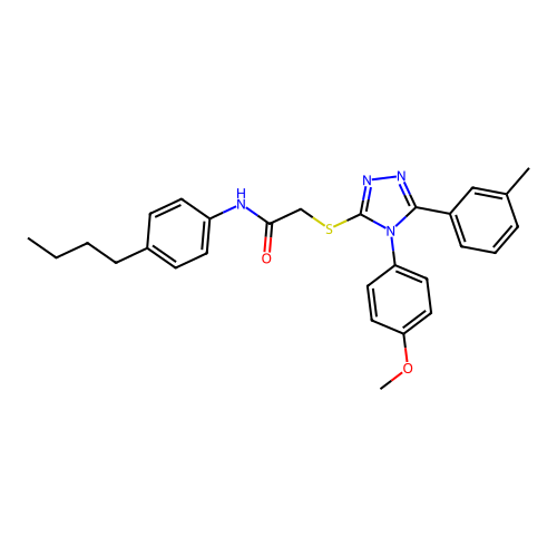 N-(4-butylphenyl)-2-[[4-(4-methoxyphenyl)-5-(3-methylphenyl)-1,2,4-triazol-3-yl]sulfanyl]acetamide structure