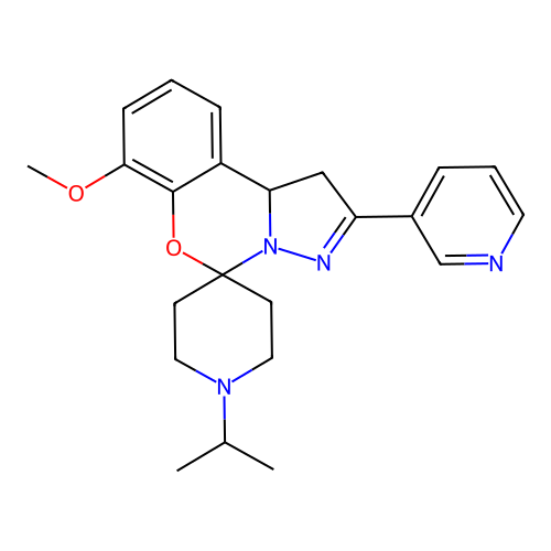1'-isopropyl-7-methoxy-2-(pyridin-3-yl)-1,10b-dihydrospiro[benzo[e]pyrazolo[1,5-c][1,3]oxazine-5,4'-piperidine] structure
