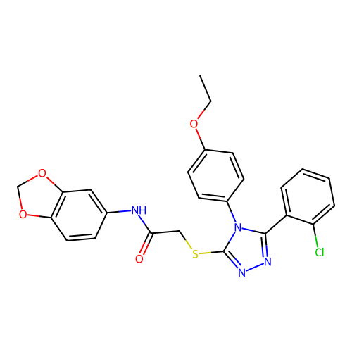 N-(1,3-benzodioxol-5-yl)-2-[[5-(2-chlorophenyl)-4-(4-ethoxyphenyl)-1,2,4-triazol-3-yl]sulfanyl]acetamide structure