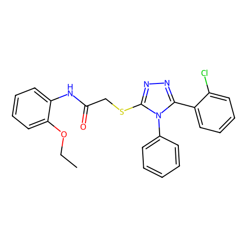 2-[[5-(2-chlorophenyl)-4-phenyl-1,2,4-triazol-3-yl]sulfanyl]-N-(2-ethoxyphenyl)acetamide structure