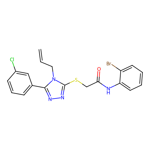N-(2-bromophenyl)-2-[[5-(3-chlorophenyl)-4-prop-2-enyl-1,2,4-triazol-3-yl]sulfanyl]acetamide structure