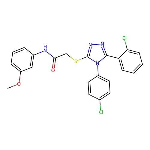 2-{[5-(2-chlorophenyl)-4-(4-chlorophenyl)-4H-1,2,4-triazol-3-yl]sulfanyl}-N-(3-methoxyphenyl)acetamide structure
