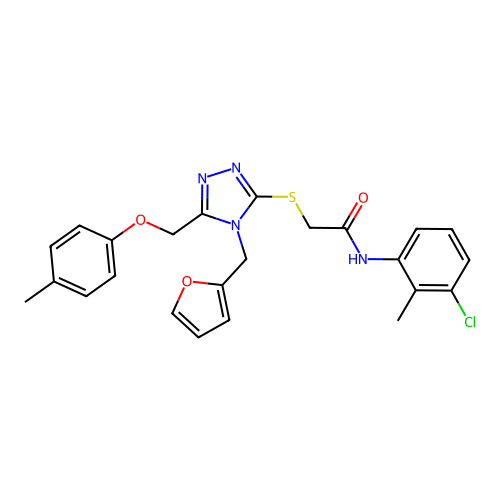 N-(3-chloro-2-methylphenyl)-2-((4-(furan-2-ylmethyl)-5-((p-tolyloxy)methyl)-4H-1,2,4-triazol-3-yl)thio)acetamide structure