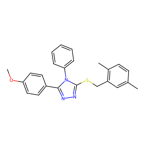 3-[(2,5-dimethylphenyl)methylsulfanyl]-5-(4-methoxyphenyl)-4-phenyl-1,2,4-triazole structure
