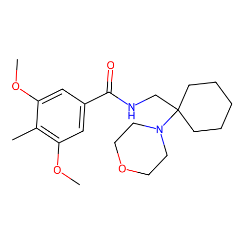 3,5-dimethoxy-4-methyl-N-[(1-morpholin-4-ylcyclohexyl)methyl]benzamide structure