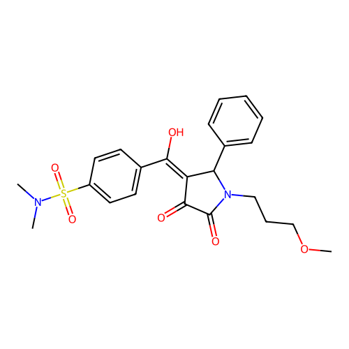4-[4-hydroxy-1-(3-methoxypropyl)-5-oxo-2-phenyl-2,5-dihydro-1H-pyrrole-3-carbonyl]-N,N-dimethylbenzene-1-sulfonamide structure