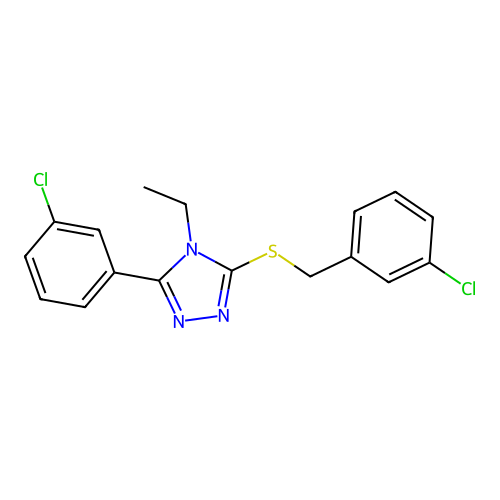 5-(3-Chlorophenyl)-3-[(3-chlorophenyl)methylthio]-4-ethyl-1,2,4-triazole structure