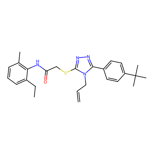 2-{[5-(4-tert-butylphenyl)-4-(prop-2-en-1-yl)-4H-1,2,4-triazol-3-yl]sulfanyl}-N-(2-ethyl-6-methylphenyl)acetamide structure