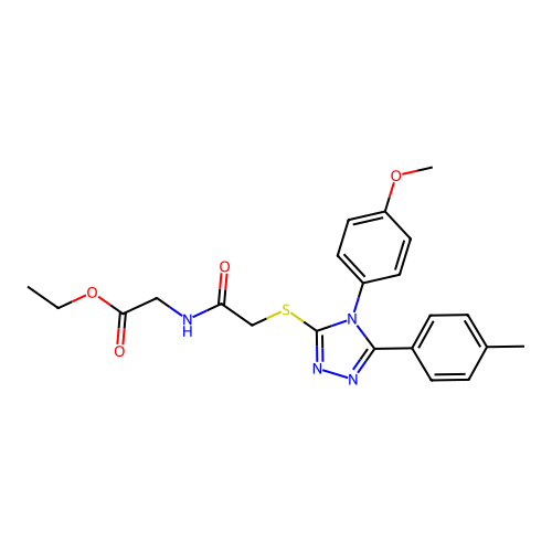 ethyl 2-(2-((4-(4-methoxyphenyl)-5-(p-tolyl)-4H-1,2,4-triazol-3-yl)thio)acetamido)acetate structure