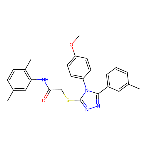 N-(2,5-dimethylphenyl)-2-{[4-(4-methoxyphenyl)-5-(3-methylphenyl)-4H-1,2,4-triazol-3-yl]sulfanyl}acetamide structure