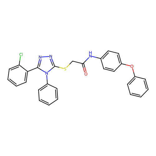 2-[[5-(2-chlorophenyl)-4-phenyl-1,2,4-triazol-3-yl]sulfanyl]-N-(4-phenoxyphenyl)acetamide structure