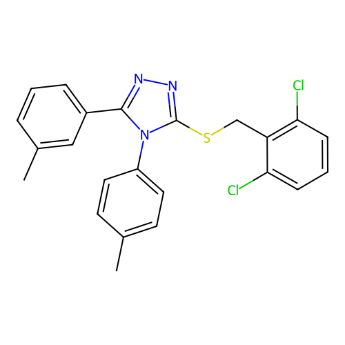 3-[(2,6-dichlorophenyl)methylsulfanyl]-5-(3-methylphenyl)-4-(4-methylphenyl)-1,2,4-triazole structure