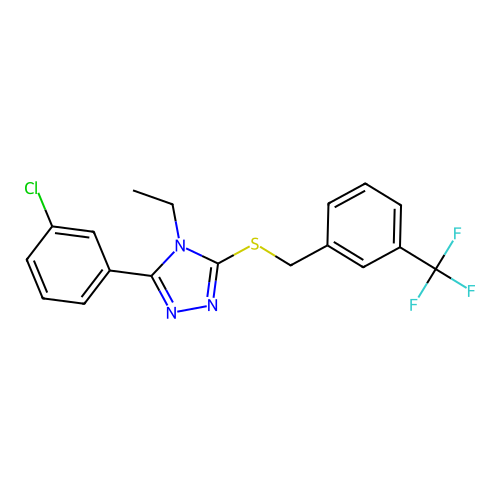 3-(3-chlorophenyl)-4-ethyl-5-((3-(trifluoromethyl)benzyl)thio)-4H-1,2,4-triazole structure