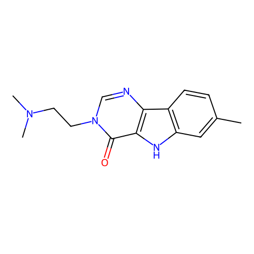 3-[2-(dimethylamino)ethyl]-7-methyl-3,5-dihydro-4H-pyrimido[5,4-b]indol-4-one structure
