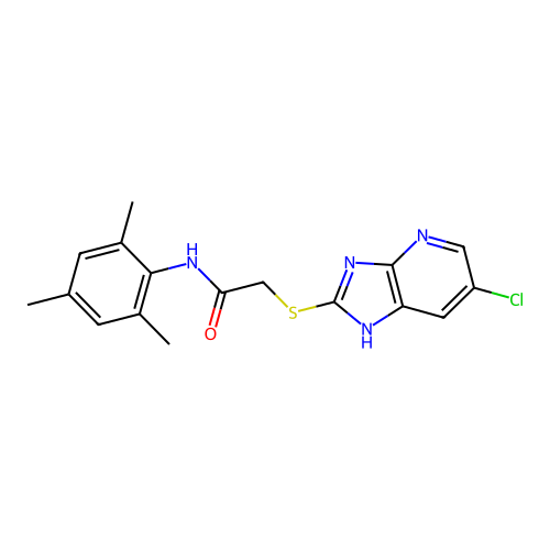 2-[(6-chloro-1H-imidazo[4,5-b]pyridin-2-yl)sulfanyl]-N-(2,4,6-trimethylphenyl)acetamide structure