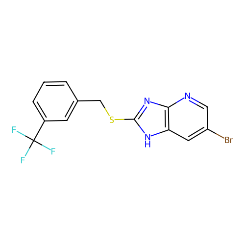 6-bromo-2-{[3-(trifluoromethyl)benzyl]sulfanyl}-3H-imidazo[4,5-b]pyridine structure