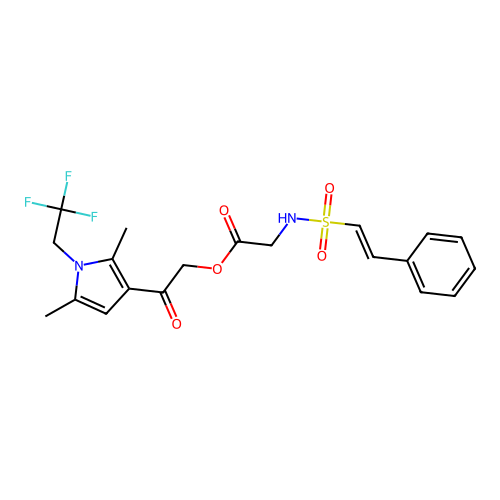 [2-[2,5-dimethyl-1-(2,2,2-trifluoroethyl)pyrrol-3-yl]-2-oxoethyl] 2-[[(E)-2-phenylethenyl]sulfonylamino]acetate structure