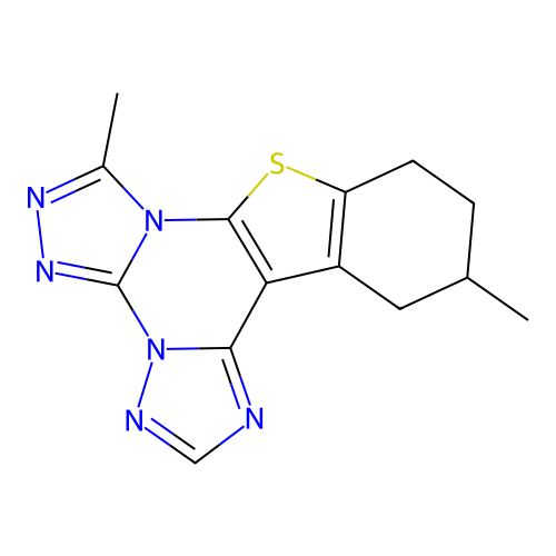 7,12-dimethyl-10,11,12,13-tetrahydro[1]benzothieno[3,2-e]bis[1,2,4]triazolo[4,3-a:1',5'-c]pyrimidine structure