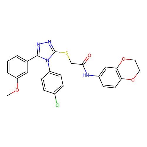 2-{[4-(4-chlorophenyl)-5-(3-methoxyphenyl)-4H-1,2,4-triazol-3-yl]sulfanyl}-N-(2,3-dihydro-1,4-benzodioxin-6-yl)acetamide structure