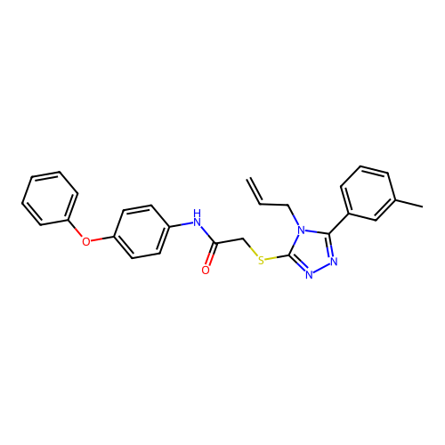 2-[[5-(3-methylphenyl)-4-prop-2-enyl-1,2,4-triazol-3-yl]sulfanyl]-N-(4-phenoxyphenyl)acetamide structure