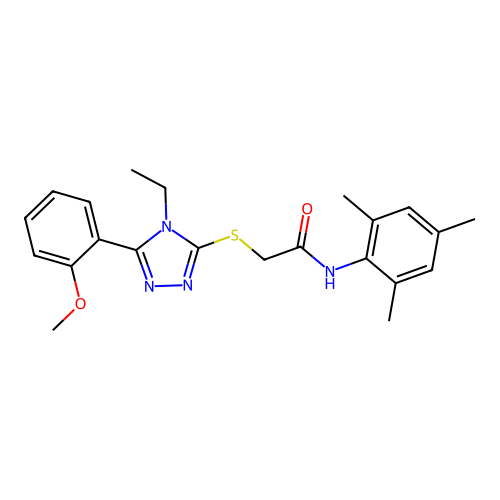 2-{[4-ethyl-5-(2-methoxyphenyl)-4H-1,2,4-triazol-3-yl]sulfanyl}-N-(2,4,6-trimethylphenyl)acetamide structure