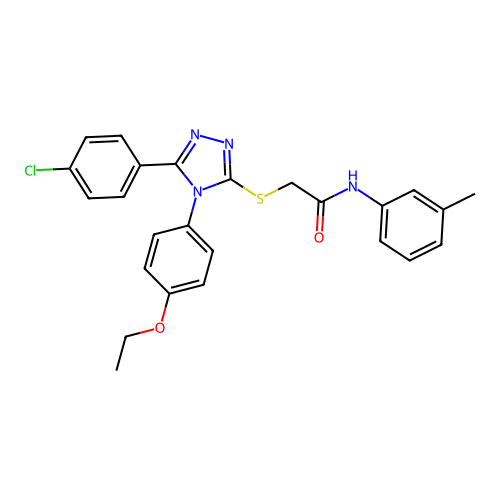 2-[[5-(4-chlorophenyl)-4-(4-ethoxyphenyl)-1,2,4-triazol-3-yl]sulfanyl]-N-(3-methylphenyl)acetamide structure