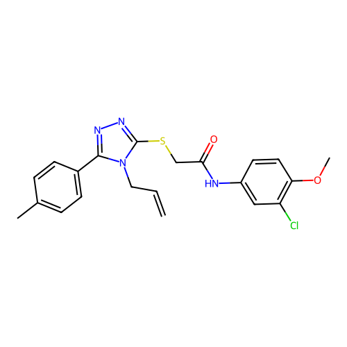 2-((4-allyl-5-(p-tolyl)-4H-1,2,4-triazol-3-yl)thio)-N-(3-chloro-4-methoxyphenyl)acetamide structure