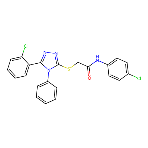 N-(4-chlorophenyl)-2-[[5-(2-chlorophenyl)-4-phenyl-1,2,4-triazol-3-yl]sulfanyl]acetamide structure