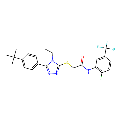 2-{[5-(4-tert-butylphenyl)-4-ethyl-4H-1,2,4-triazol-3-yl]sulfanyl}-N-[2-chloro-5-(trifluoromethyl)phenyl]acetamide structure