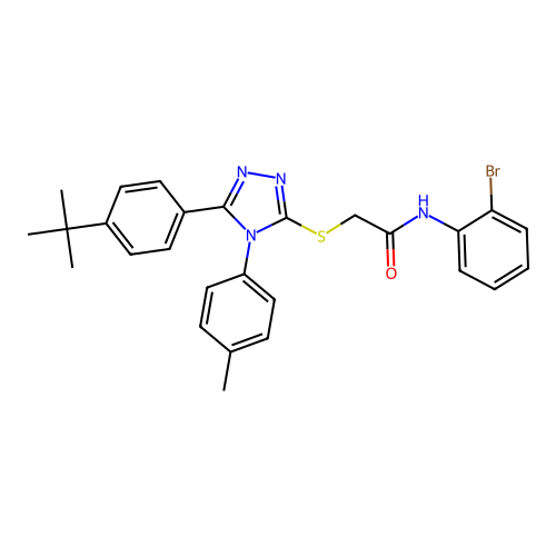 N-(2-bromophenyl)-2-{[5-(4-tert-butylphenyl)-4-(4-methylphenyl)-4H-1,2,4-triazol-3-yl]sulfanyl}acetamide structure