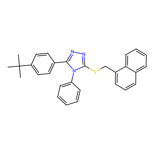 3-(4-tert-butylphenyl)-5-[(naphthalen-1-ylmethyl)sulfanyl]-4-phenyl-4H-1,2,4-triazole structure