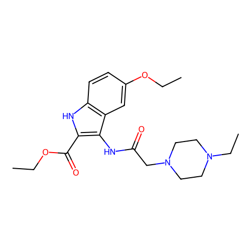 ethyl 5-ethoxy-3-{[(4-ethylpiperazin-1-yl)acetyl]amino}-1H-indole-2-carboxylate structure