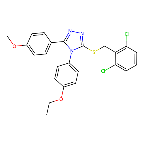 3-[(2,6-dichlorophenyl)methylsulfanyl]-4-(4-ethoxyphenyl)-5-(4-methoxyphenyl)-1,2,4-triazole structure