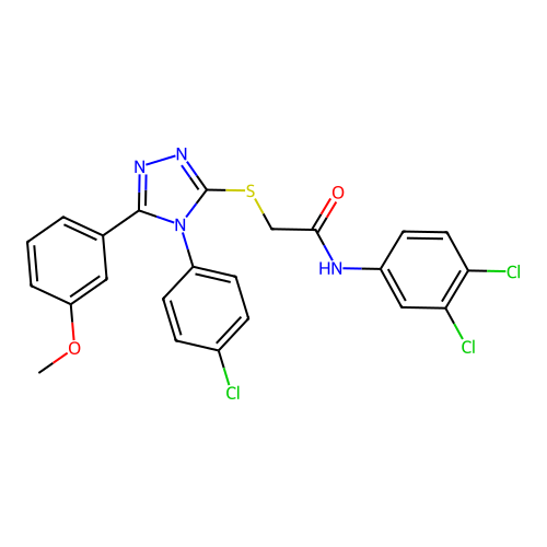 2-{[4-(4-chlorophenyl)-5-(3-methoxyphenyl)-4H-1,2,4-triazol-3-yl]sulfanyl}-N-(3,4-dichlorophenyl)acetamide structure
