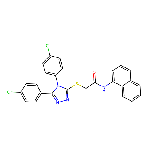2-((4,5-bis(4-chlorophenyl)-4H-1,2,4-triazol-3-yl)thio)-N-(naphthalen-1-yl)acetamide structure