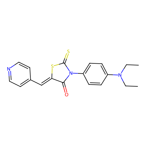 (Z)-3-(4-(diethylamino)phenyl)-5-(pyridin-4-ylmethylene)-2-thioxothiazolidin-4-one structure