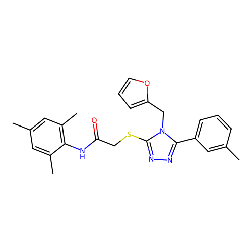 2-{[4-(furan-2-ylmethyl)-5-(3-methylphenyl)-4H-1,2,4-triazol-3-yl]sulfanyl}-N-(2,4,6-trimethylphenyl)acetamide structure