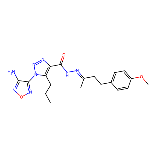 (E)-1-(4-amino-1,2,5-oxadiazol-3-yl)-N'-(4-(4-methoxyphenyl)butan-2-ylidene)-5-propyl-1H-1,2,3-triazole-4-carbohydrazide structure