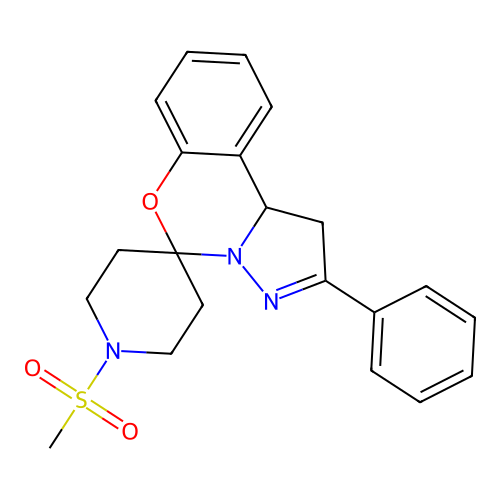 1'-(methylsulfonyl)-2-phenyl-1,10b-dihydrospiro[benzo[e]pyrazolo[1,5-c][1,3]oxazine-5,4'-piperidine] structure