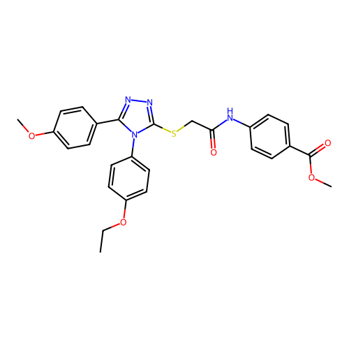 methyl 4-(2-((4-(4-ethoxyphenyl)-5-(4-methoxyphenyl)-4H-1,2,4-triazol-3-yl)thio)acetamido)benzoate structure