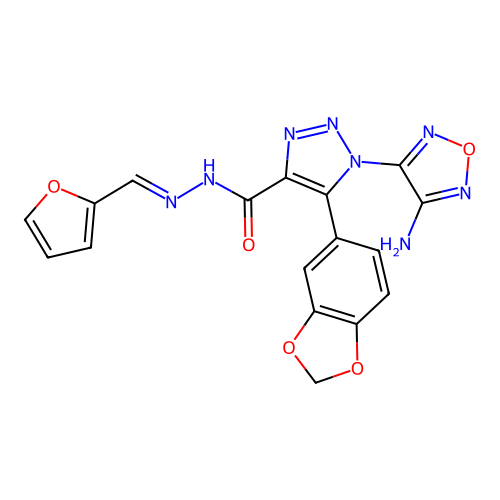 (E)-1-(4-amino-1,2,5-oxadiazol-3-yl)-5-(benzo[d][1,3]dioxol-5-yl)-N'-(furan-2-ylmethylene)-1H-1,2,3-triazole-4-carbohydrazide structure