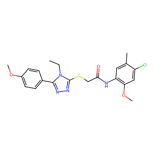 N-(4-chloro-2-methoxy-5-methylphenyl)-2-{[4-ethyl-5-(4-methoxyphenyl)-4H-1,2,4-triazol-3-yl]sulfanyl}acetamide structure