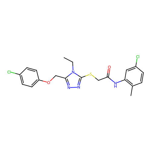 N-(5-chloro-2-methylphenyl)-2-((5-((4-chlorophenoxy)methyl)-4-ethyl-4H-1,2,4-triazol-3-yl)thio)acetamide structure