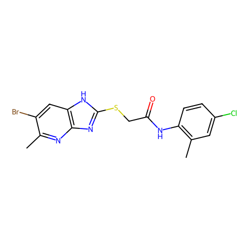 2-[(6-bromo-5-methyl-1H-imidazo[4,5-b]pyridin-2-yl)sulfanyl]-N-(4-chloro-2-methylphenyl)acetamide structure